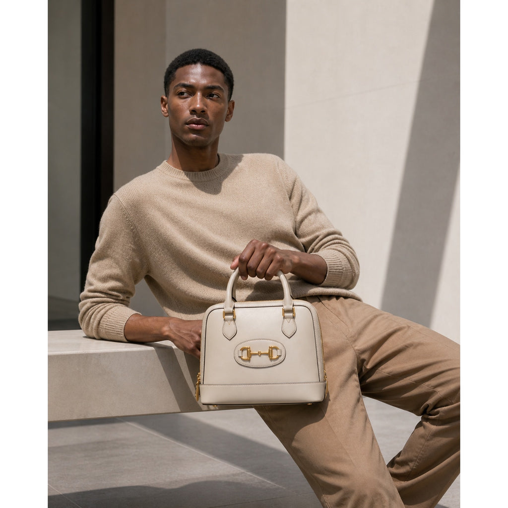 Gucci Horsebit 1955 Mini Top Handle Bag Cream Leather Gold
