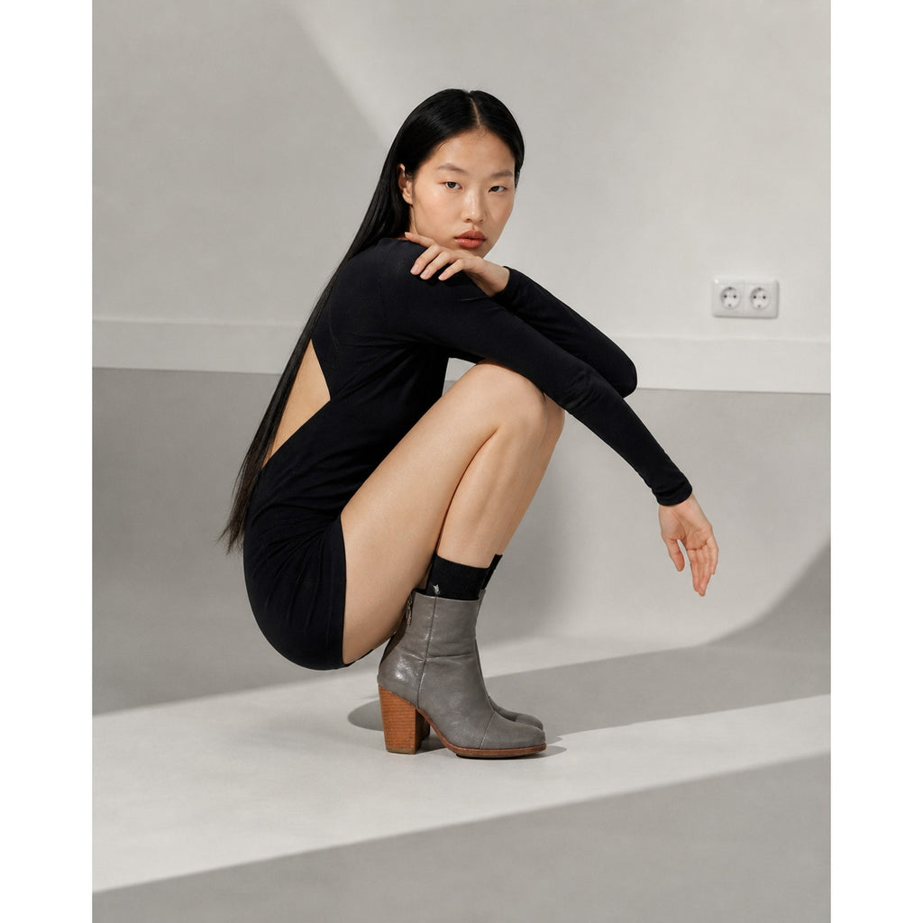 Rag & Bone Leather Ankle Boots Gray Stacked Heel Women’s Size 6