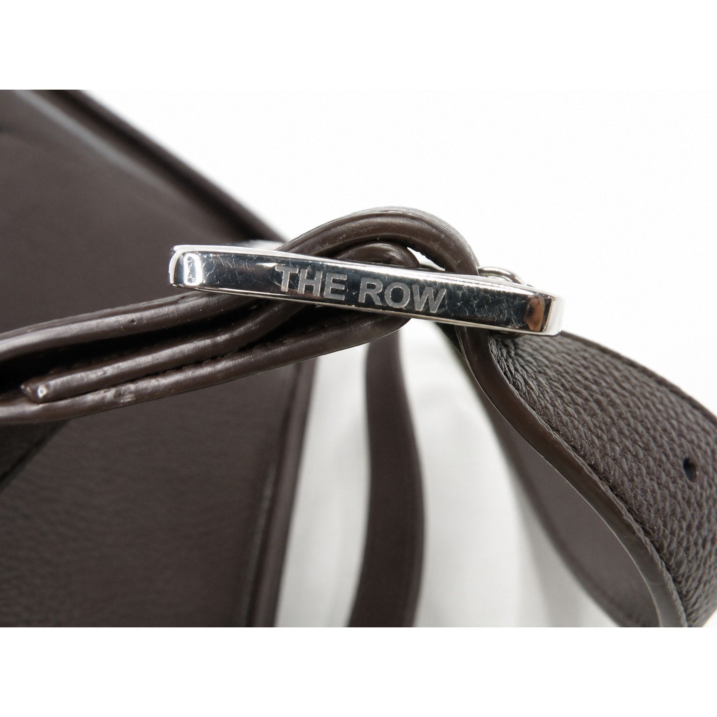 The Row Small Ash Gray Front Flap Mail Bag Calfskin Leather