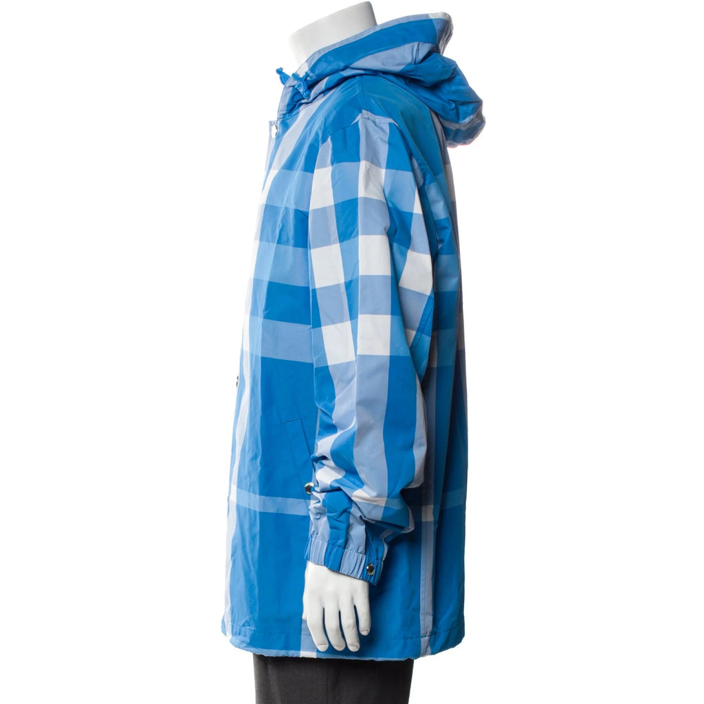 Burberry Coat Blue Nova Check Hooded Jacket XL NWT