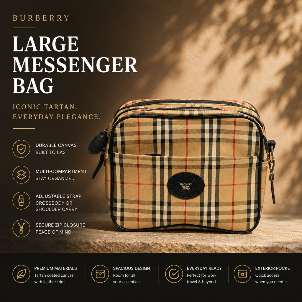 Burberry Nova Check Messenger Bag Coated Canvas Leather Crossbody