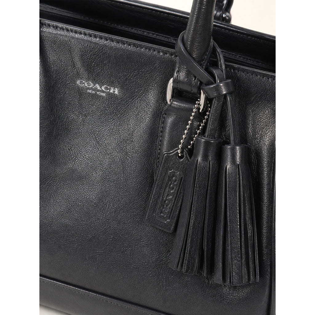 Coach Legacy Candace Black Leather Tote Bag Tassel Satchel