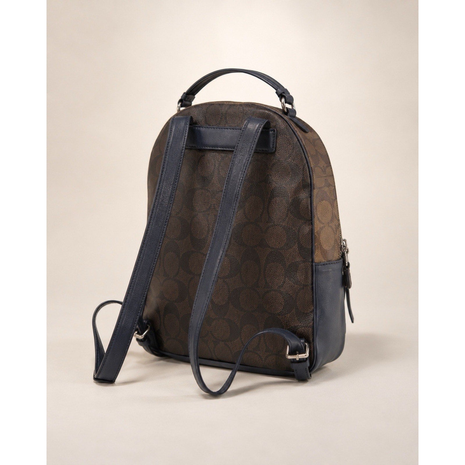 Coach Jordyn Mini Backpack Signature Canvas Brown Leather Trim