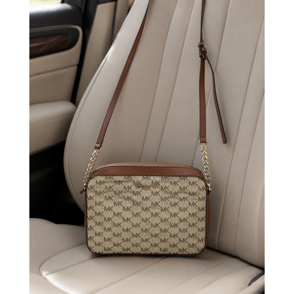 Michael Kors Jet Set Large Vanilla Logo Chain Crossbody Bag