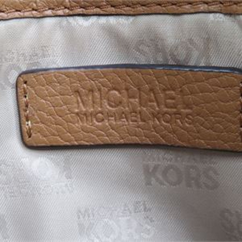 Michael Kors Brown Pebbled Leather Crossbody Bag Gold Chain