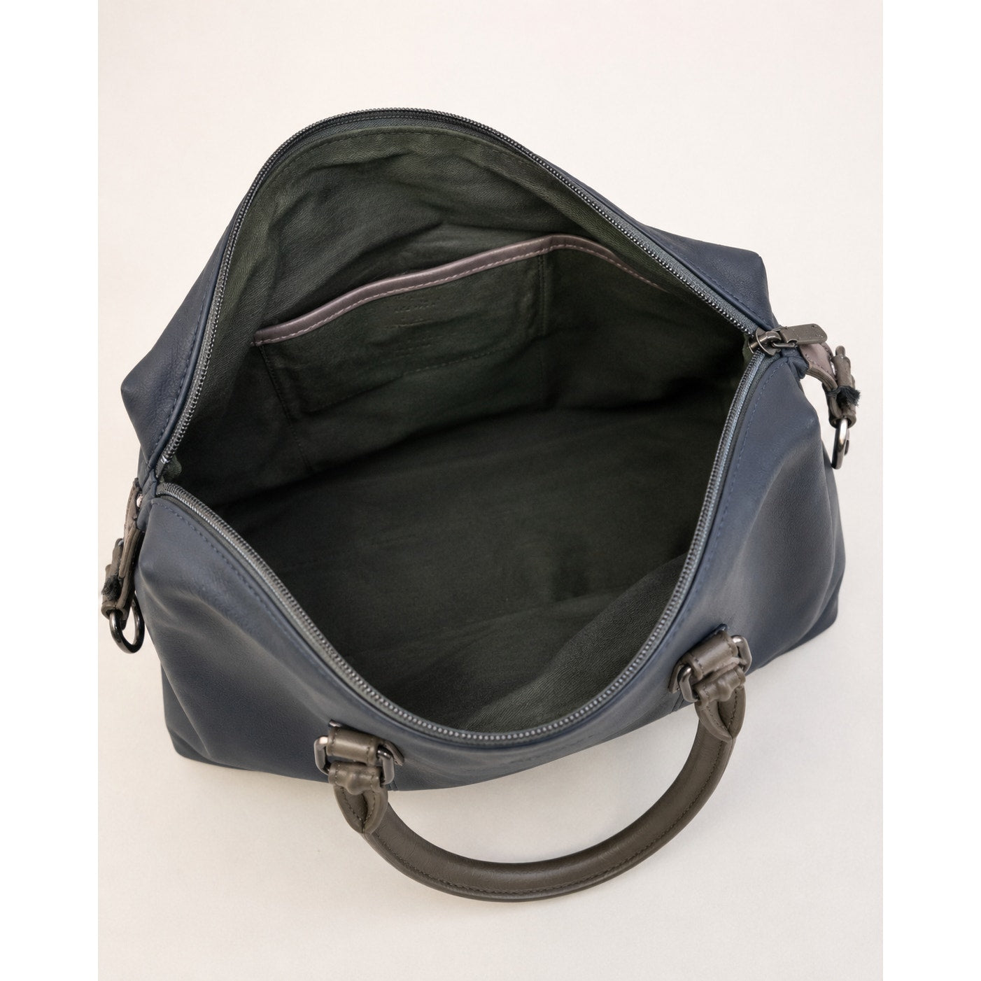 Ted Baker Navy Blue Pebbled Leather Large Tote Gray Handles