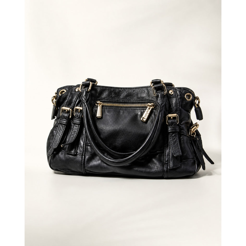 Michael Kors McGraw Black Pebbled Leather Satchel Bag
