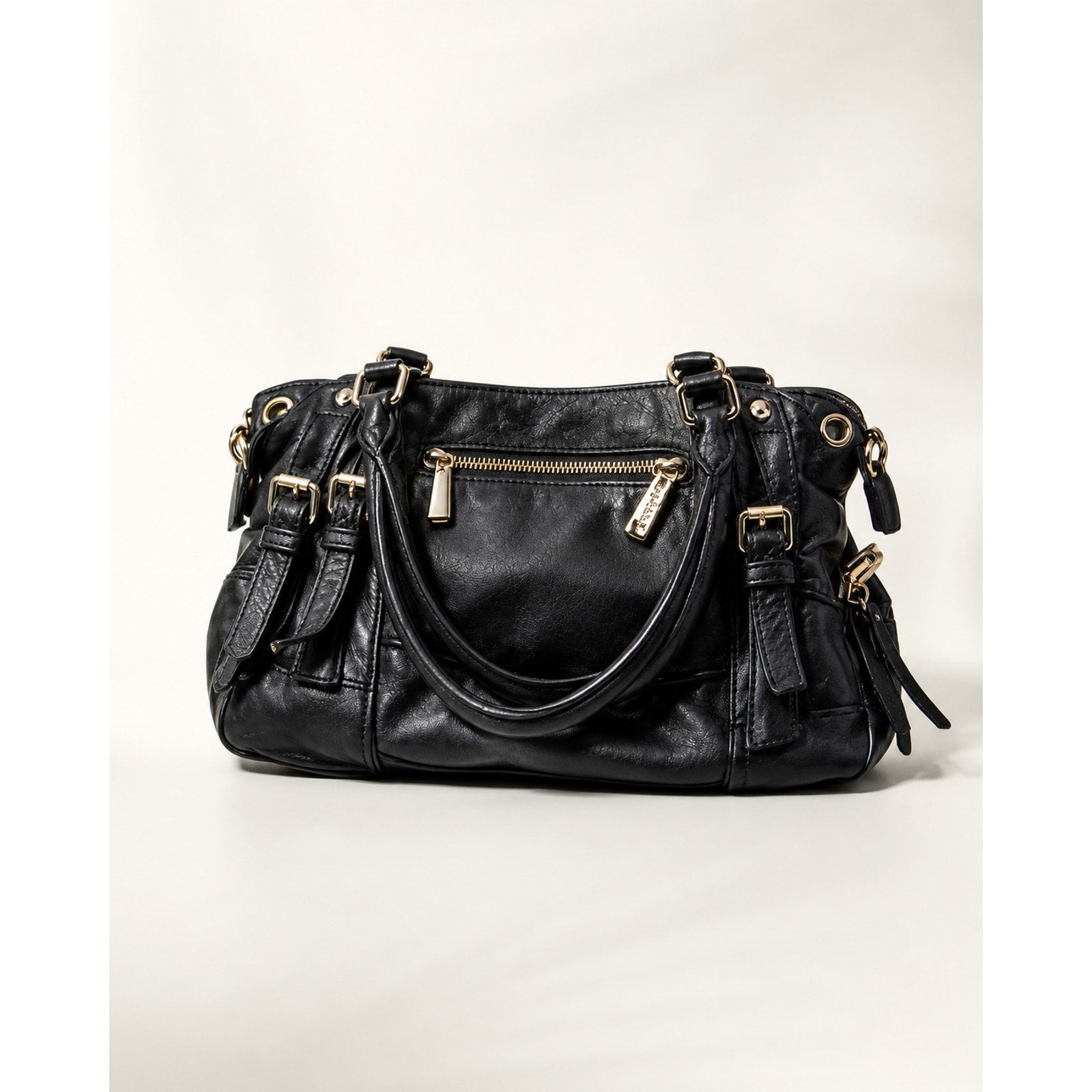 Michael Kors McGraw Black Pebbled Leather Satchel Bag