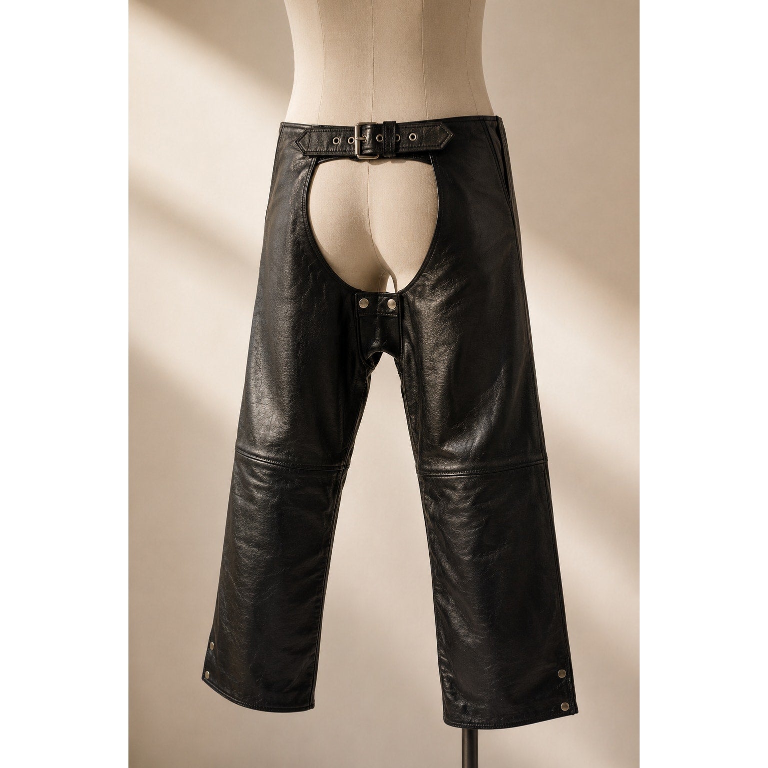 First Classics Leather Motorcycle Chaps Black Adjustable Unisex NWT