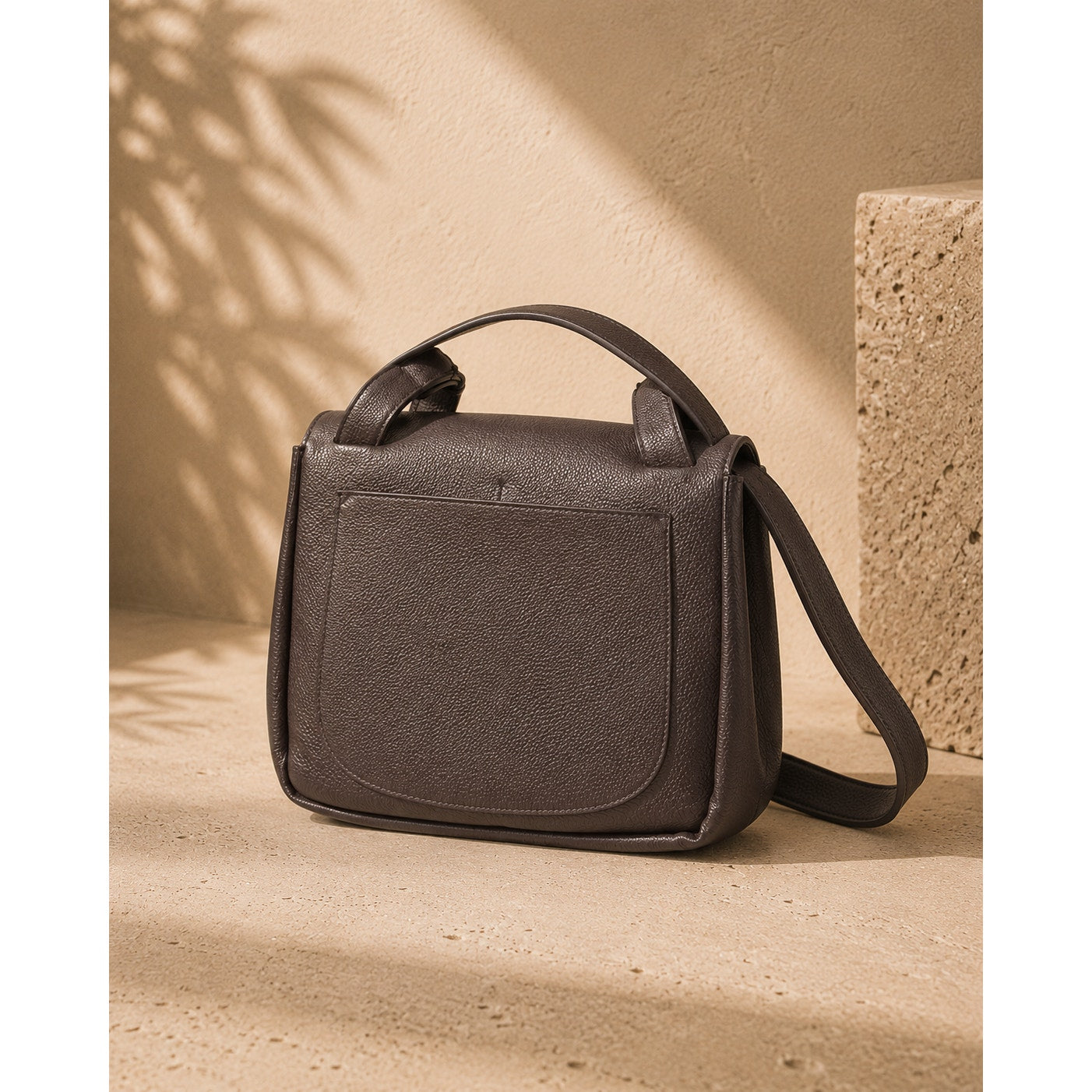 The Row Small Ash Gray Front Flap Mail Bag Calfskin Leather