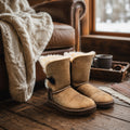 UGG Australia Bailey Button Boots Women 7 Chestnut Suede Sheepskin