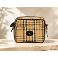 Burberry Nova Check Messenger Bag Coated Canvas Leather Crossbody