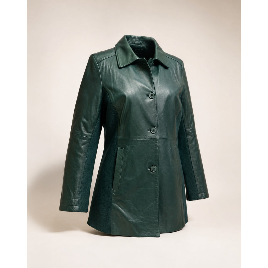 Linea by Louis Dell Olio Green Leather Jacket Women XL NWT