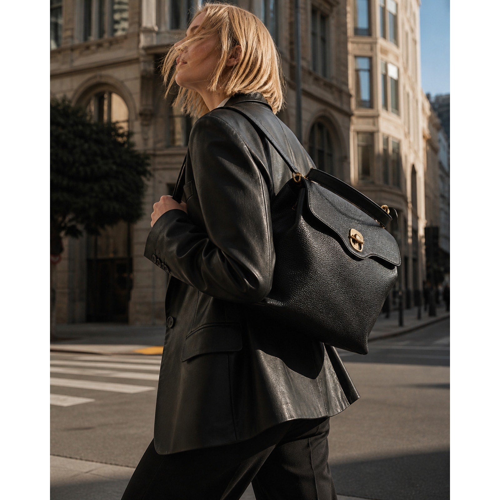 Kate Spade Romy Medium Backpack Black Pebbled Leather Gold
