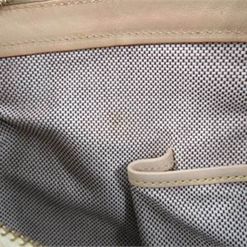 Dooney & Bourke Signature DB Monogram Pocket Satchel Tan Brown Leather Trim