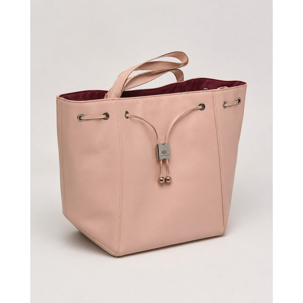 Ralph Lauren Romance Pink Faux Leather Drawstring Bucket Tote NWT