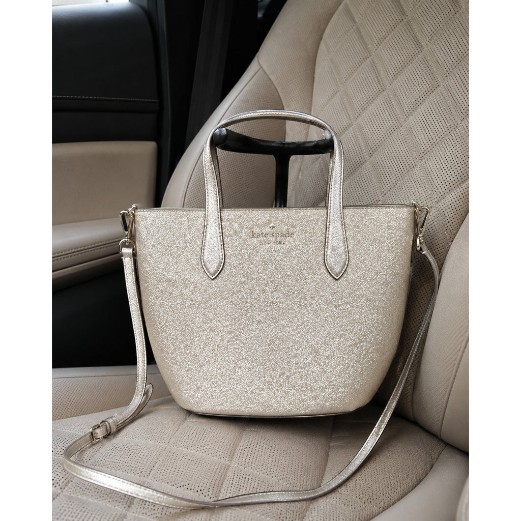 Kate Spade Glitter Glimmer Small Gold Satchel Crossbody Bag