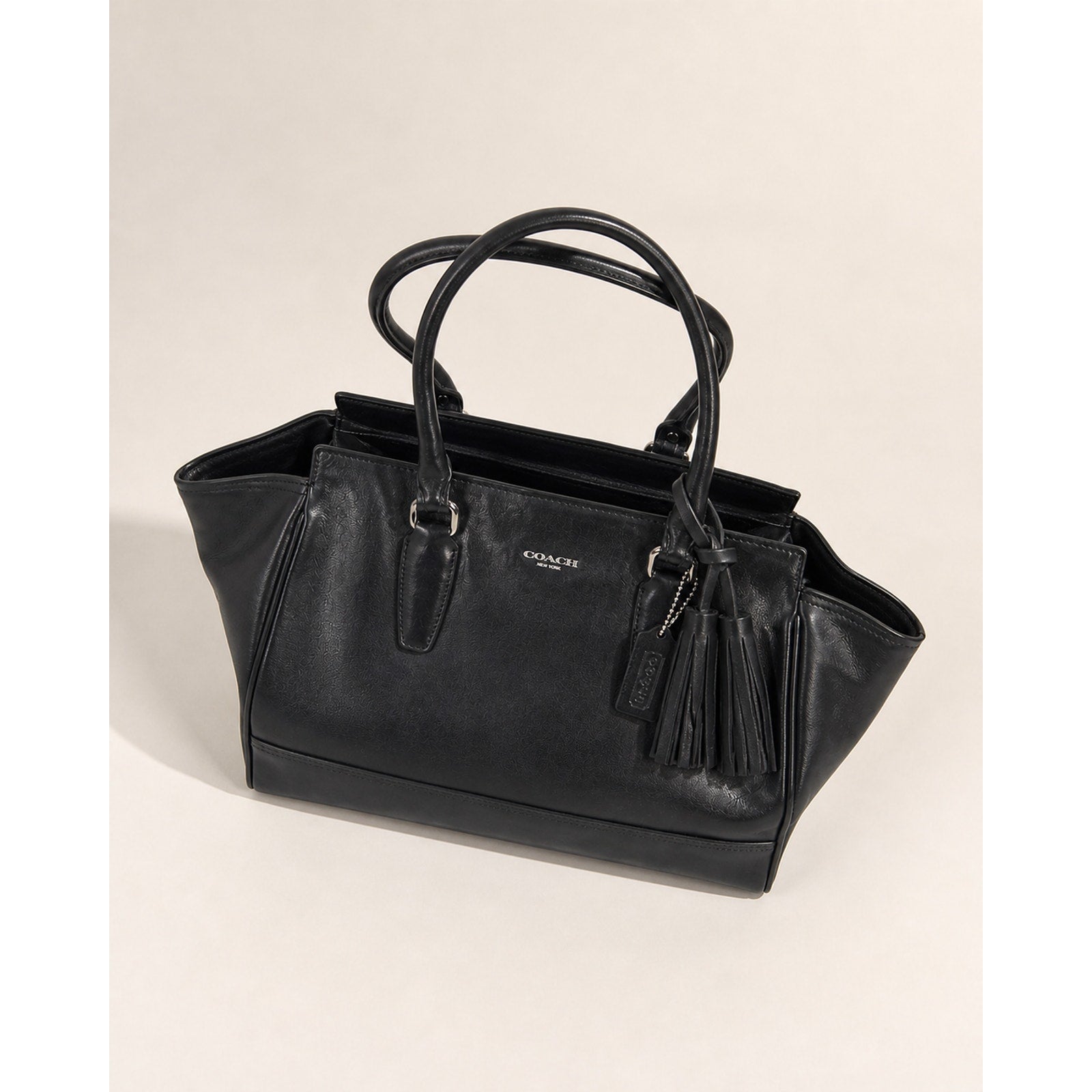 Coach Legacy Candace Black Leather Tote Bag Tassel Satchel
