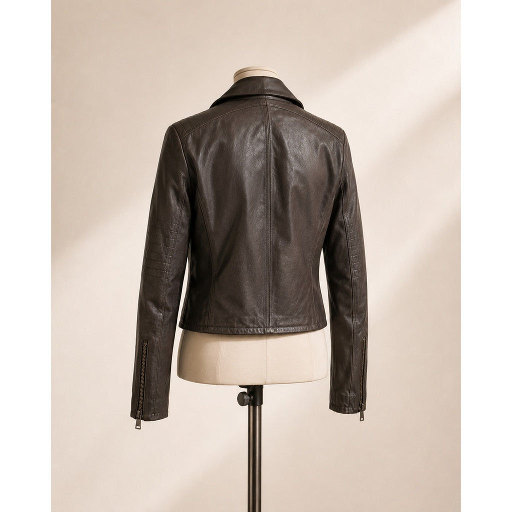 J Brand DK Kona Lamb Leather Moto Jacket Deep Brown Women’s S NWT