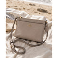 Coach Journal Crossbody Taupe Pebbled Leather Beige Gold Bag
