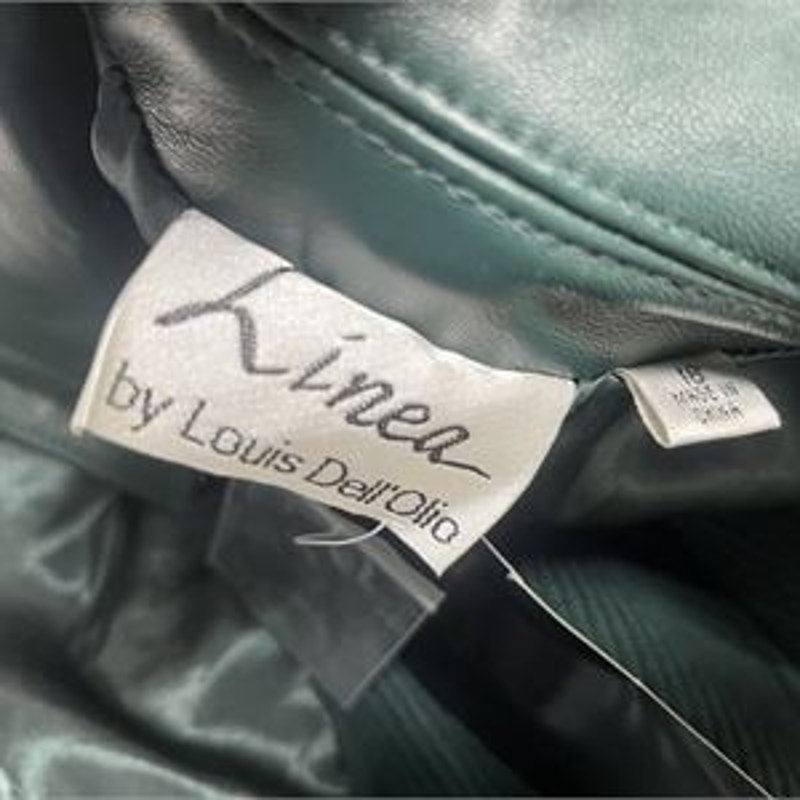 Leather Jacket Women Linea by Louis Dell Olio Green XL NWT Classic Fit