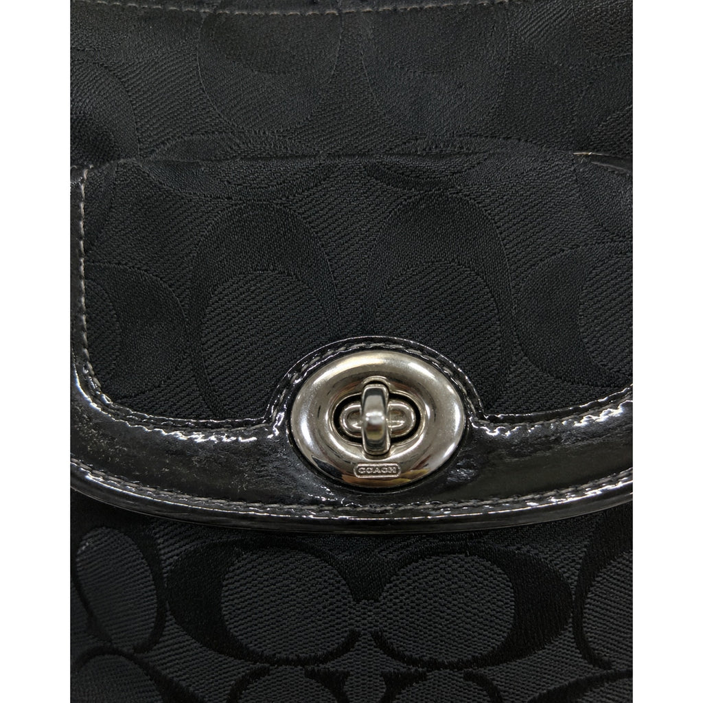 Coach Penelope Signature Jacquard Turnlock Crossbody Black Y2K