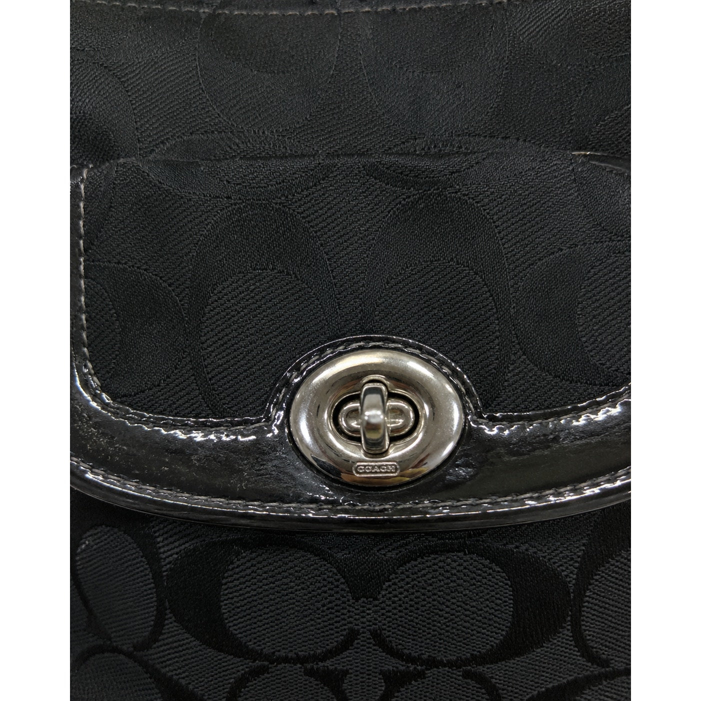 Coach Penelope Signature Jacquard Turnlock Crossbody Black Y2K