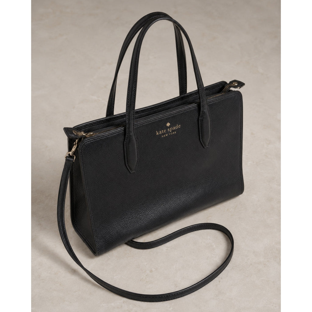 Kate Spade Monica Medium Pebbled Leather Satchel Black WKR00240