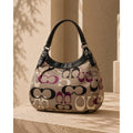 Coach Soho Optic Signature Logo Large Hobo Bag Brown Purple
