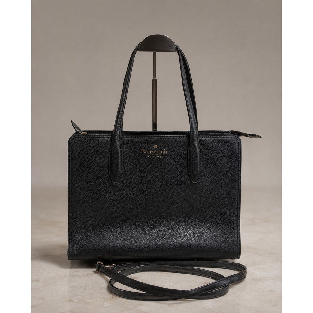 Kate Spade Monica Medium Pebbled Leather Satchel Black WKR00240