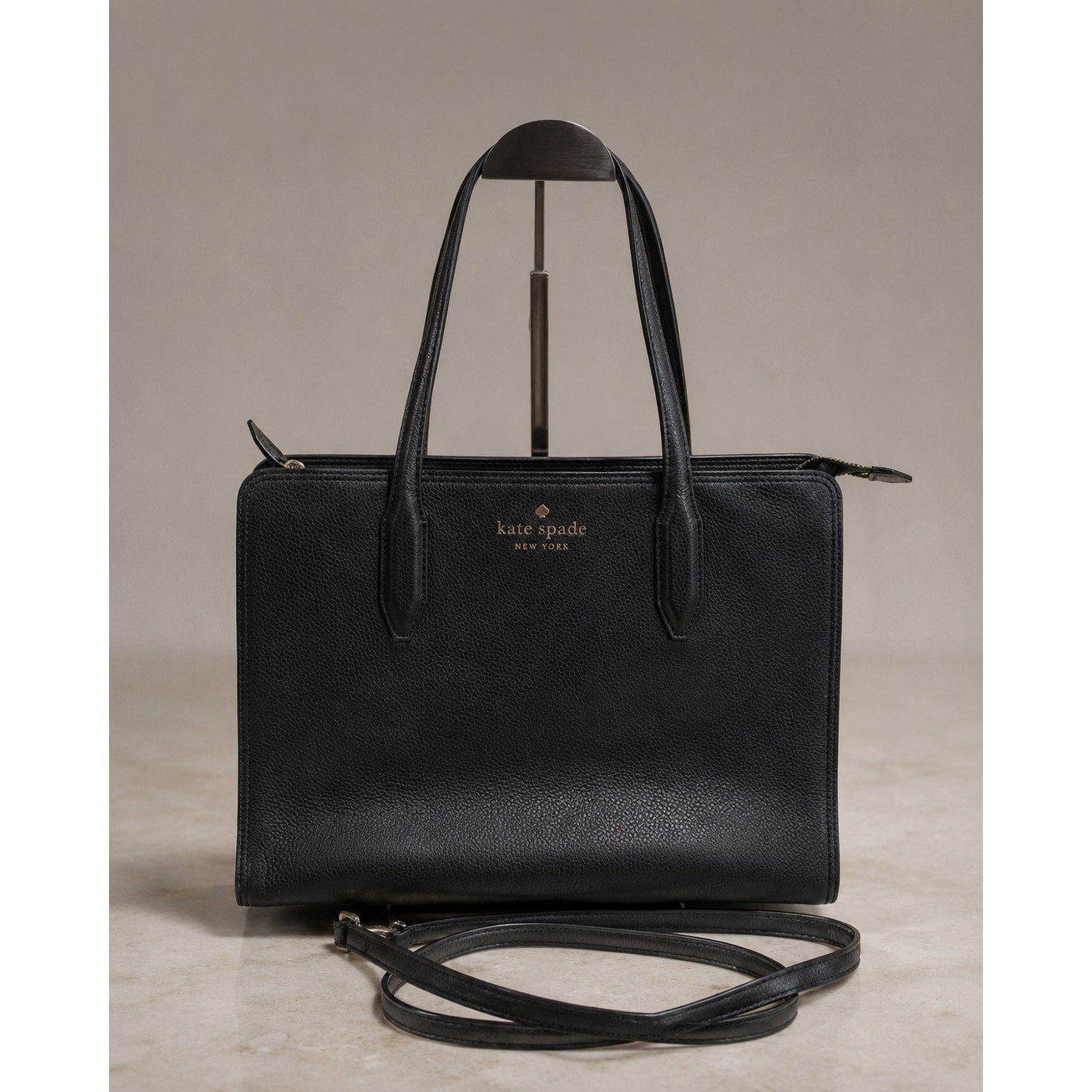 Kate Spade Monica Medium Pebbled Leather Satchel Black WKR00240