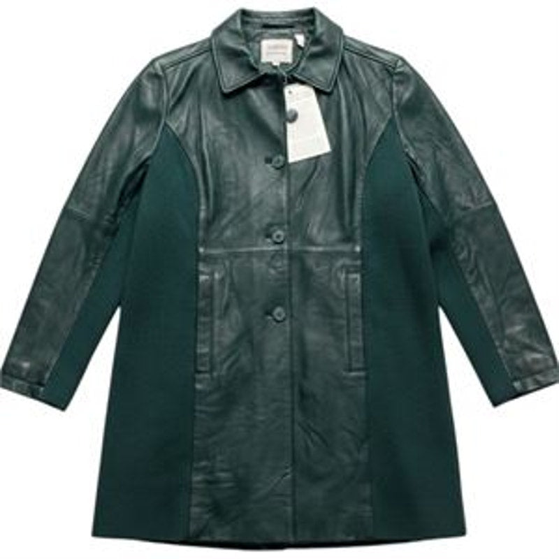Leather Jacket Women Linea by Louis Dell Olio Green XL NWT Classic Fit