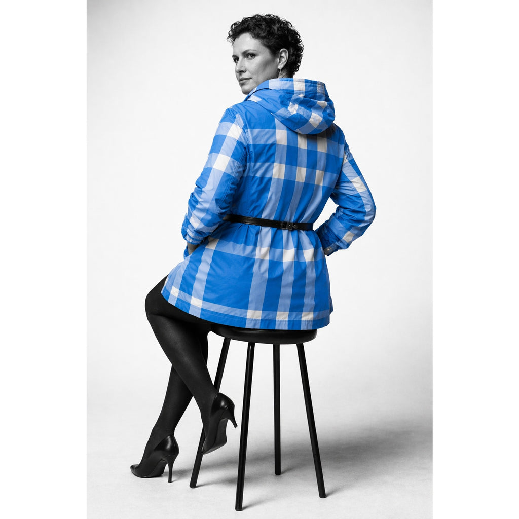 Burberry Coat Blue Nova Check Hooded Jacket XL NWT