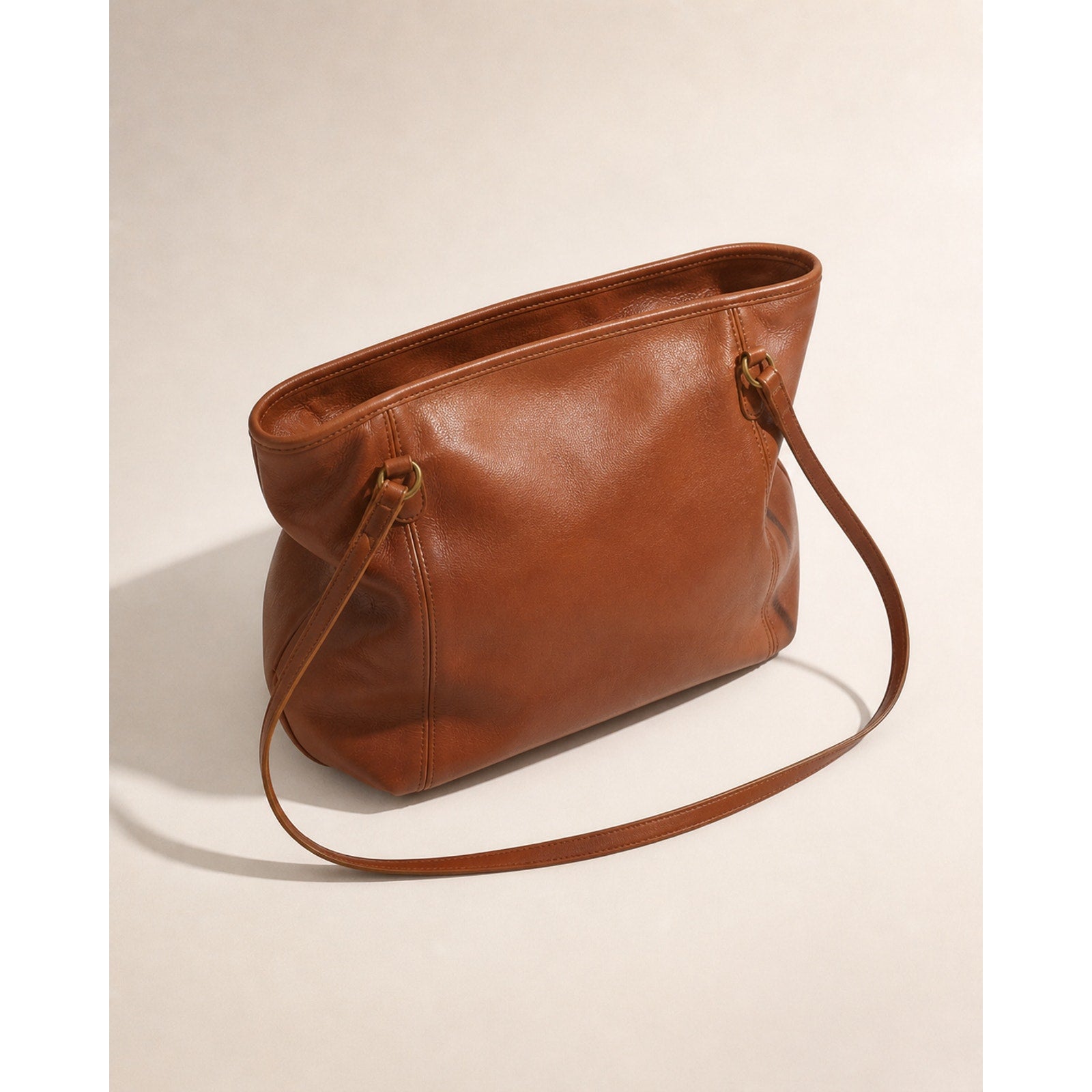 Coach XL Cognac Leather Tote Shoulder Bag Vintage Shopper