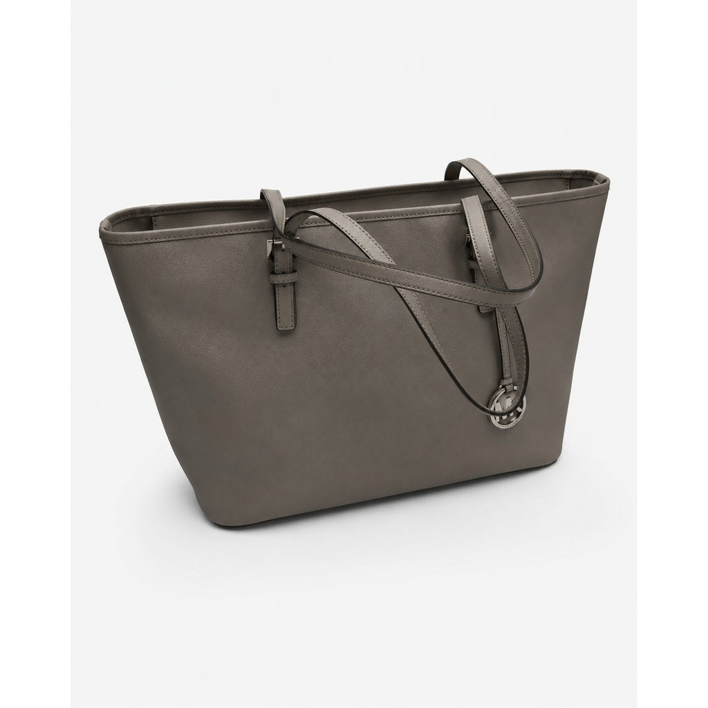 Michael Kors Jet Set Travel Silver Saffiano Leather Medium Tote