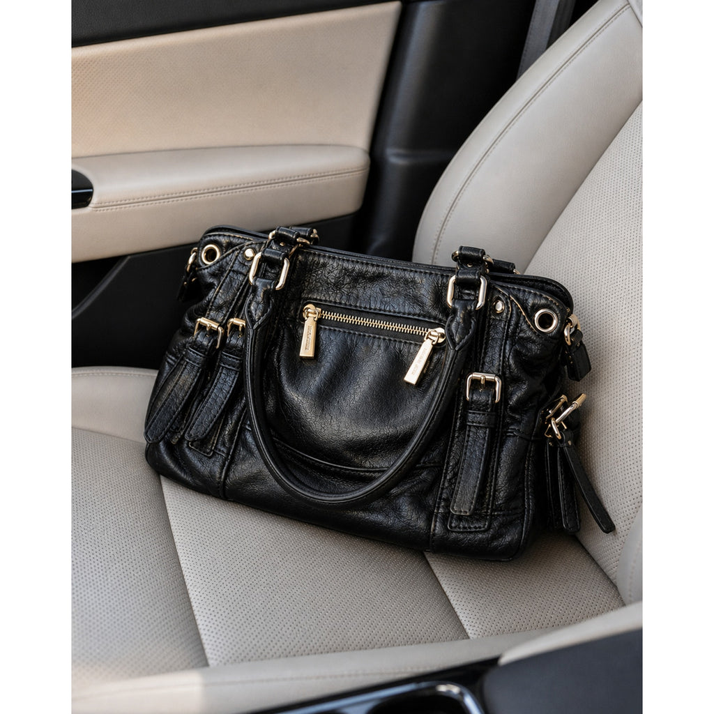Michael Kors McGraw Black Pebbled Leather Satchel Bag