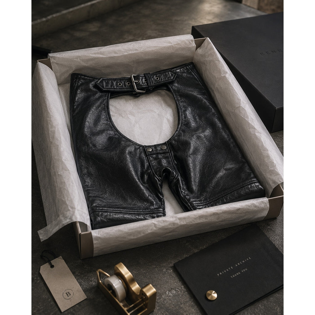 First Classics Leather Motorcycle Chaps Black Adjustable Unisex NWT