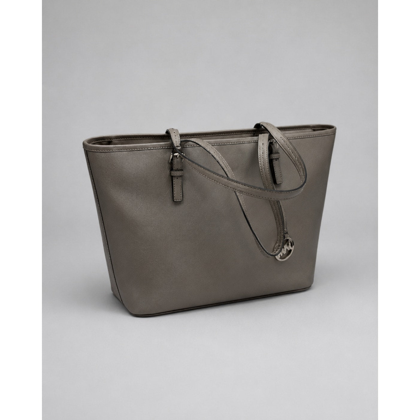 Michael Kors Jet Set Travel Silver Saffiano Leather Medium Tote