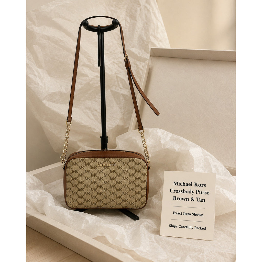 Michael Kors Jet Set Large Vanilla Logo Chain Crossbody Bag