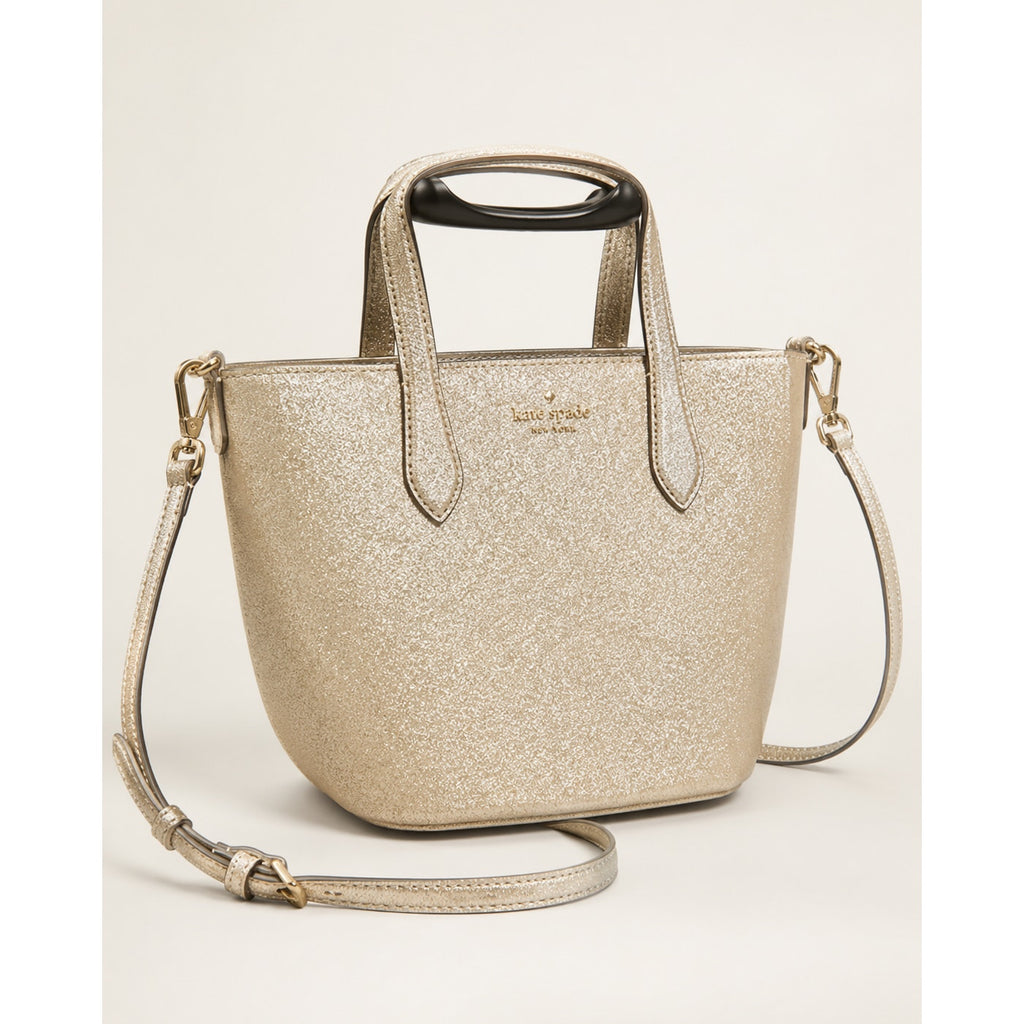 Kate Spade Glitter Glimmer Small Gold Satchel Crossbody Bag