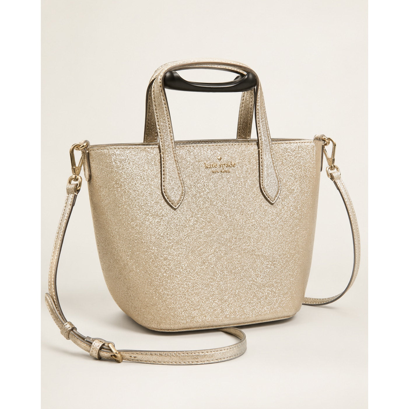 Kate Spade Glitter Glimmer Small Gold Satchel Crossbody Bag