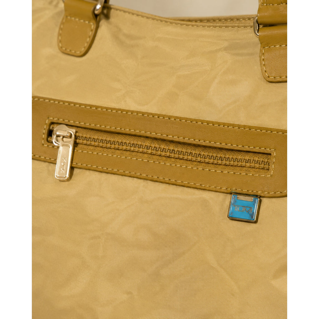 Vintage TUMI Beige Ballistic Nylon 25 in Travel Tote Leather Trim Pouch