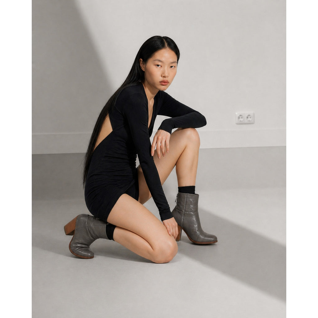Rag & Bone Leather Ankle Boots Gray Stacked Heel Women’s Size 6