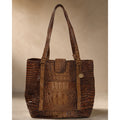 Brahmin Brown Croc Embossed Leather Large Shoulder Tote Gold Hardware