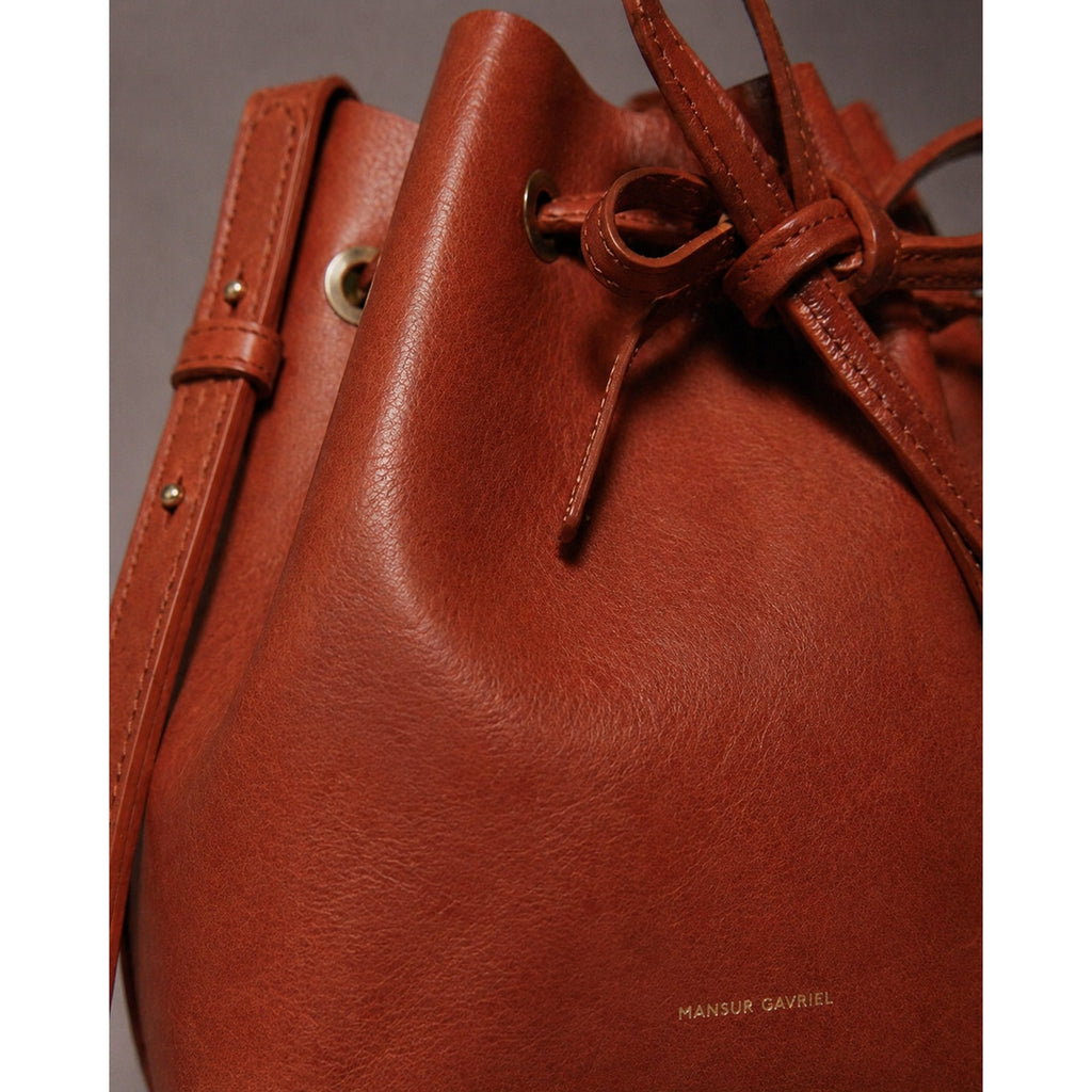 Mansur Gavriel Leather Bucket Bag Brown Drawstring Crossbody