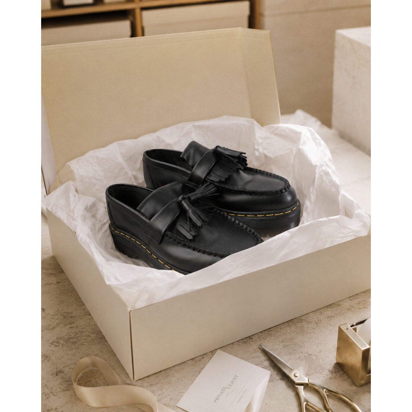 Dr. Martens Adrian Quad Leather Platform Tassel Loafers Black Women’s 9