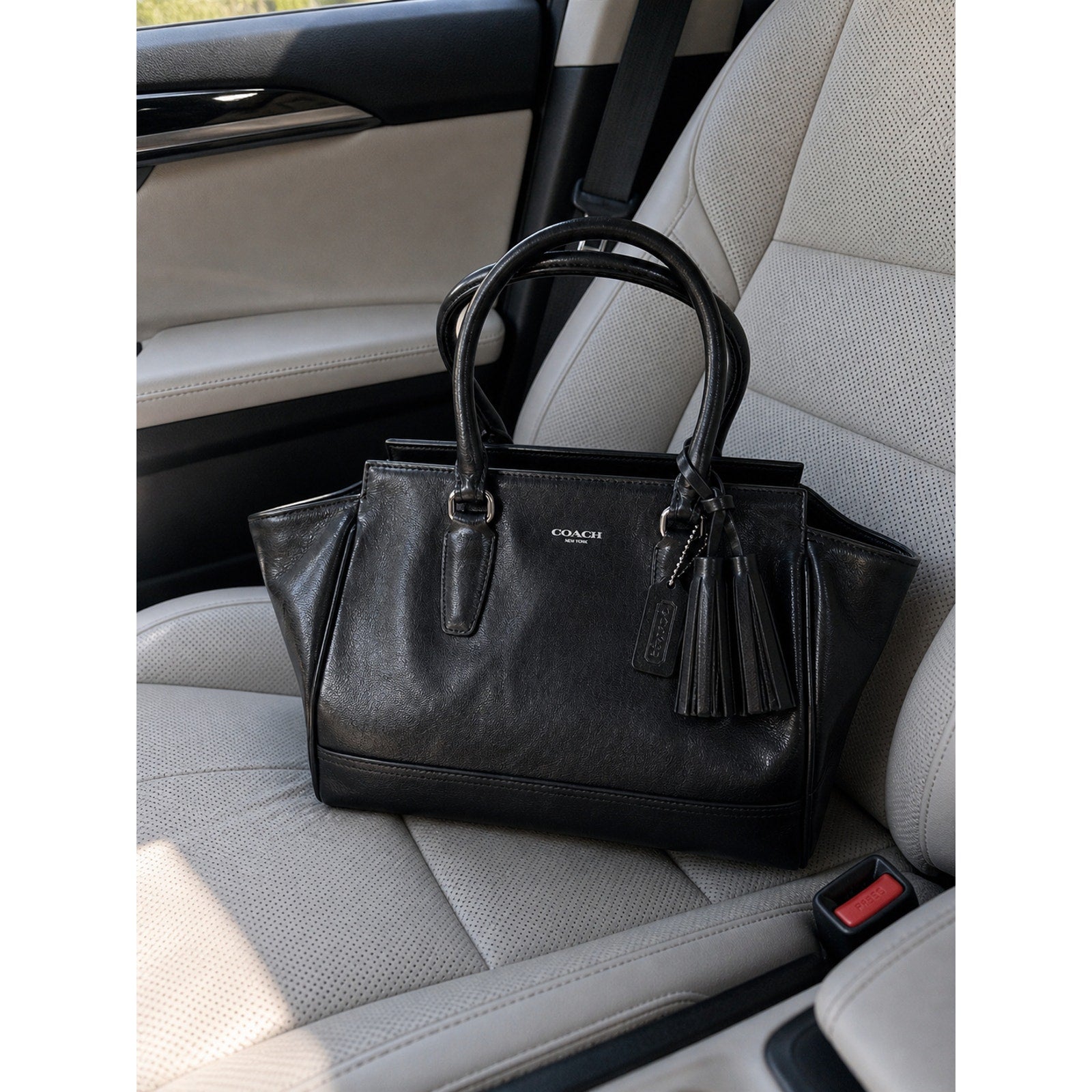 Coach Legacy Candace Black Leather Tote Bag Tassel Satchel