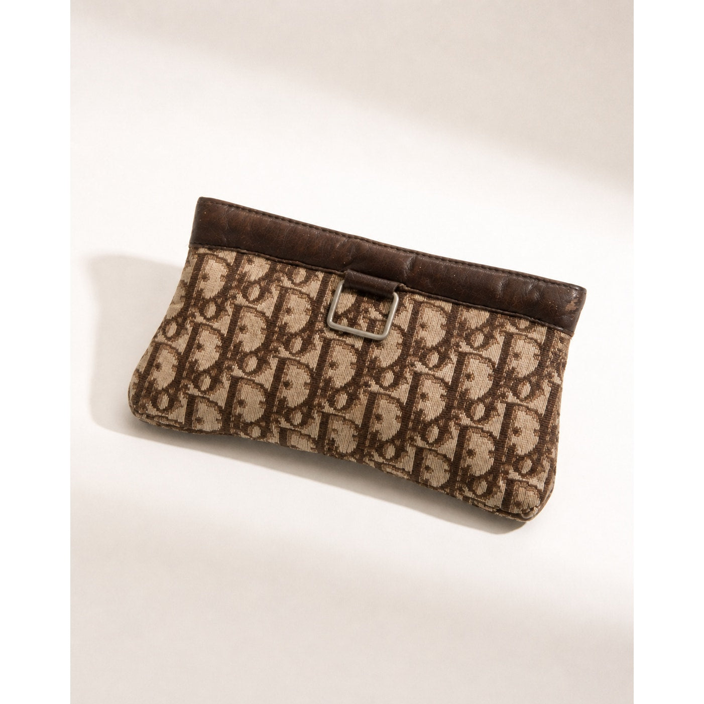 Christian Dior Vintage Trotter Monogram Canvas Clutch Bag Brown Beige