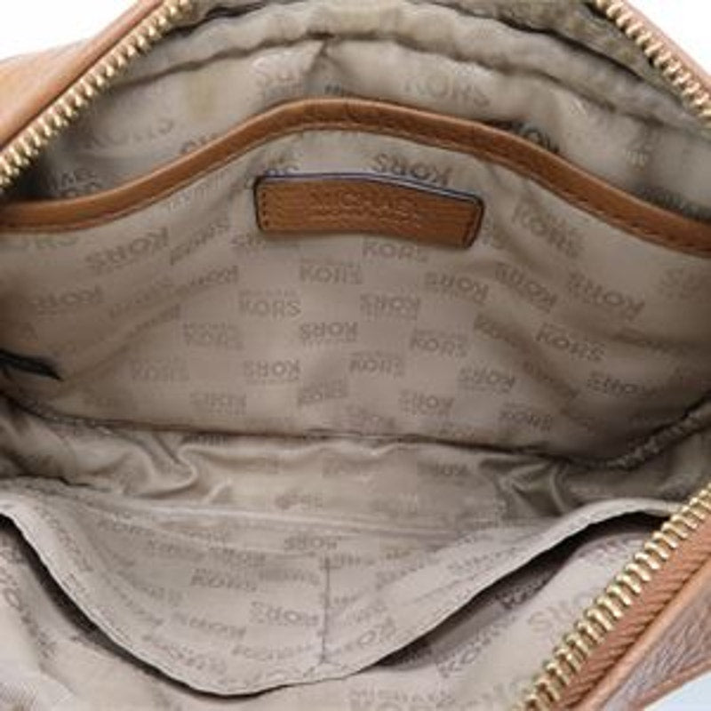 Michael Kors Brown Pebbled Leather Crossbody Bag Gold Chain