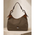Dooney & Bourke Brown Coated Cotton Monogram Hobo Shoulder Bag